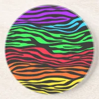 Colorful Abstract Zebra Sandstone Coaster