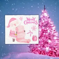 Cute Christmas in Pink on White | Pet  Fleece Blanket