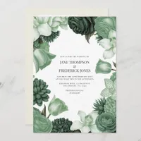 Moss Green, Fern Mist & Pale Pistachio Wedding Invitation