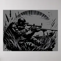 Rifle Hunting Fanatics Grey and Black | Poster