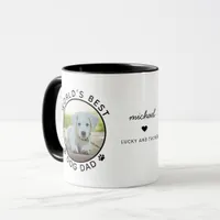Fun Best Dog Dad Two Photo Modern Typography Mug