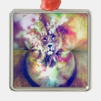 Lion Digital Art Metal Ornament