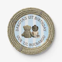 Personalized 1st Birthday Cowboy Themed cake Paper Plates