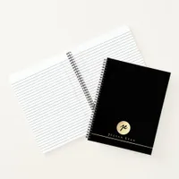 Professional Black Gold Monogram Executive Spiral Notebook