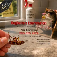 Funny Cockroach Pest Exterminator  Clear Business Cards
