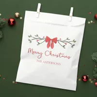 Personalized Merry Christmas Coquette Bow Trendy Favor Bag