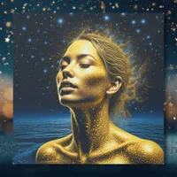 Serene Ethereal Woman under the Stars Metal Print