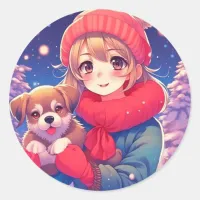 Anime Girl with Puppy