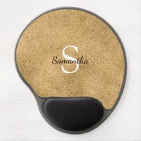Gold Glitter Foil Sparkle Elegant Monogram Gel Mouse Pad