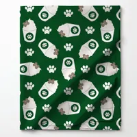 Pup Cup and Paws on Green Fabric