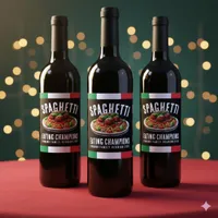 Funny Spaghetti Eating Champion Family Reunion Wine Label