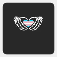 Trans Pride Skeleton Halloween Transgender Goth He Square Sticker