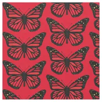 Vintage Red Butterfly Nature Themed Fabric