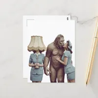 Vintage Lady Kissing Sasquatch Postcard