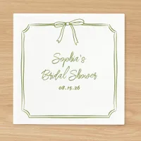 Elegant Green Simple Classic Bow Bridal Shower Napkins
