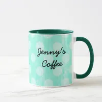 Personalized Aqua White Polka Dotted Coffee Mug