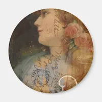 Pretty Lady Vintage Digital Collage Magnet