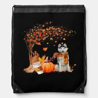 It’s Fall Y’all Dog Autumn Aesthetic Style Drawstring Bag