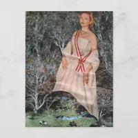 Pretty Vintage Woman in a Forest Collage Postcard