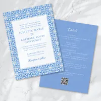 Blue Mediterranean Tile All in One Wedding Invitation