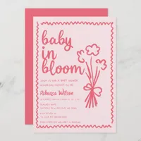 Baby in Bloom Whimsical HandDrawn Girl Baby Shower Invitation