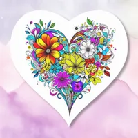 Pretty Floral Heart | Valentine's Day Heart Sticker