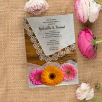 Daisy Trio and Lace Country Post Wedding Brunch Invitation