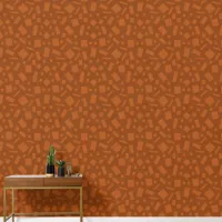 Terracotta Geometric Squares And Rectangles Brown Wallpaper