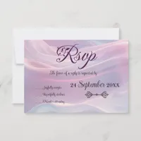 Whispers of Silk: Dreamy Pastel Waves Pink Blue  RSVP Card