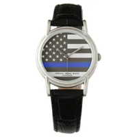 *~* Thin Blue Line Flag Police Officer Woman's Watch