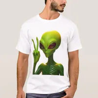 Alien giving Peace Sign T-Shirt