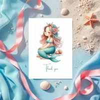 Nautical Mermaid Birthday Party Thank You Card