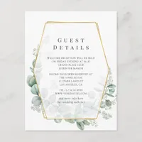 Eucalyptus Geometric Wedding Guest Details Enclosure Card