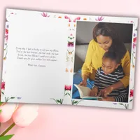 Pink Watercolor Floral Photo Mother's Day Card