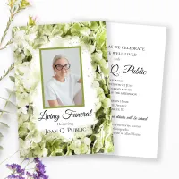 Green Hydrangeas Watercolor Living Funeral Party Invitation