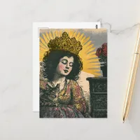 The Sleepy Queen and her Cat Postcard