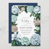 Coastal Fog/Seafoam Tint & Driftwood Beige Wedding Invitation