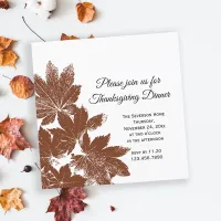 Brown Leaf Stamp Thanksgiving Dinner Invitation