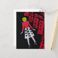 Woman With the Yellow Circle For A Head Surreal  Postcard
