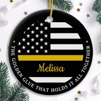 Thin Gold Line Custom Golden Glue 911 Dispatcher  Ceramic Ornament