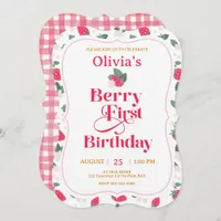 Berry First Birthday Invitation | Red Strawberry