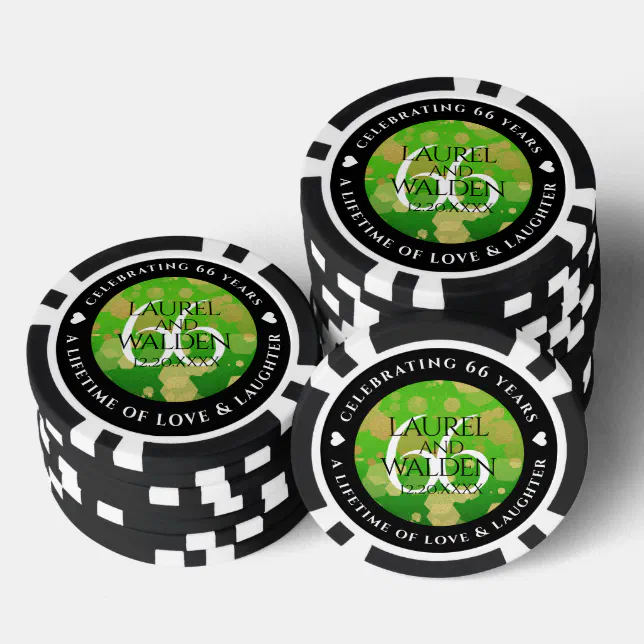 Elegant 66th Titanite Wedding Anniversary Poker Chips