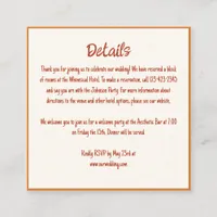Handwritten Whimsical 70s Border Wedding Details  Enclosure Card