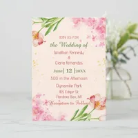 Pink Floral Wedding  Invitation