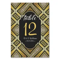 Rustic Gold Black Pattern Table Number Cards