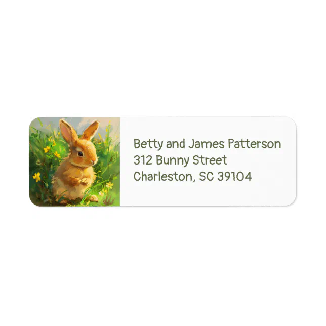  Bunny and Wildflowers Spring Cute Return Address Label