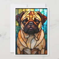 Stained Glass Style Pug Dog Card