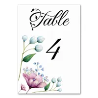 Elegant Floral Wedding Soft Botanical Romance Table Number