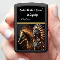 Horse and Indigenous Warrior Art Fusion Zippo Lighter