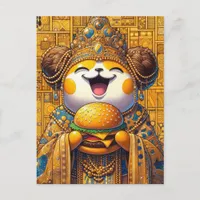 Funny Happy Critter Eating Cheeseburger Postcard